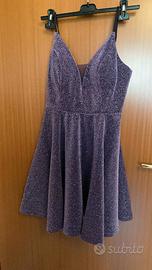 Abito viola glitterato-Nuovo (L)
