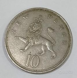 Moneta da 10 New pence del 1968