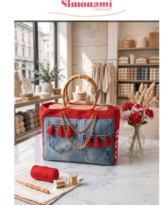 Borsa Jeans E Cotone All'Uncinetto+ BUONO SCONTO 