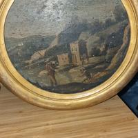 Coppia dipinti antichi tondi Ø20 cm XIX secolo