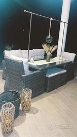 Set salotto completo in vimini da giardino