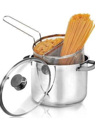 Pentola spaghettiera in acciaio inox da 6 litri