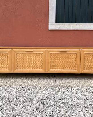Mobile TV/Credenza in legno e rattan – 4 ante