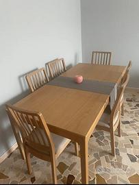 Tavolo allungabile rovere, + 6 sedie