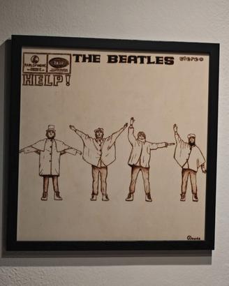 The Beatles - Help Pirografia fatta a mano 32x32cm