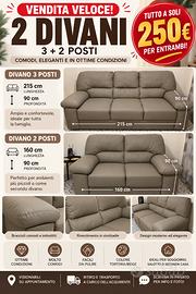 2 divani 3+2 posti tortora/beige