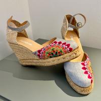 Sandali in iuta e tela Desigual con zeppa