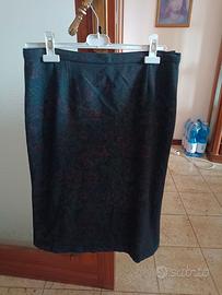 Gonna midi elegante fantasia verde/bordeaux – tagl