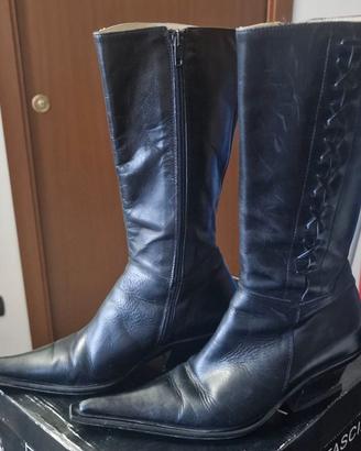 Stivali donna in pelle nera