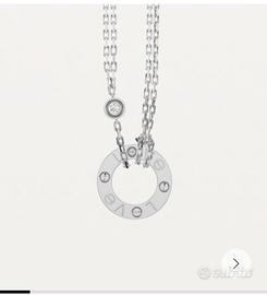 collana pendente cartier love oro bianco e diama