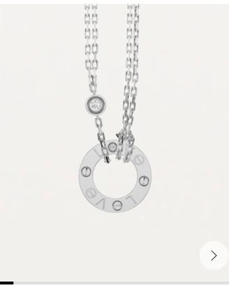 collana pendente cartier love oro bianco e diama