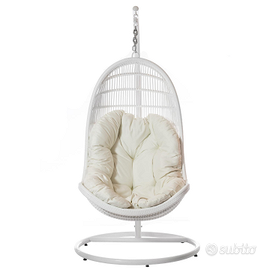 Poltrona sospesa in rattan sintetico PARMA bianca