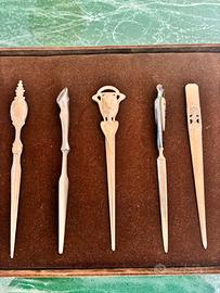 Lotto di 5 Tagliacarte in classico Art Nouveau