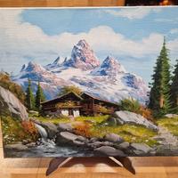 Dipinto olio su tela Paesaggio montano 