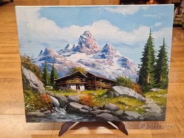 Dipinto olio su tela Paesaggio montano 
