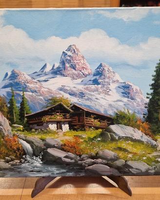 Dipinto olio su tela Paesaggio montano 