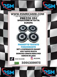 SET 4 COPRIMOZZI SMART 450 TAPPO RUOTA BORCHIA GRI