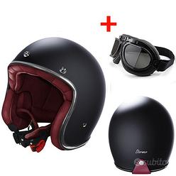 CASCO JET VINTAGE MOTO STORMER NERO OCCHIALI FUME
