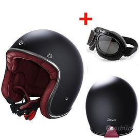 CASCO JET VINTAGE MOTO STORMER NERO OCCHIALI FUME