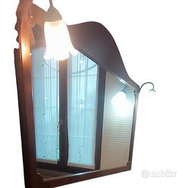specchieda bagno massello noce con lampade