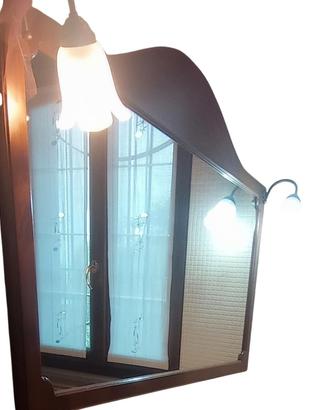 specchieda bagno massello noce con lampade