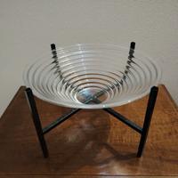 Vaso in vetro con appoggio in metallo. No spediz