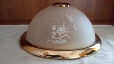 Plafoniera  ottone  vetro  satinato