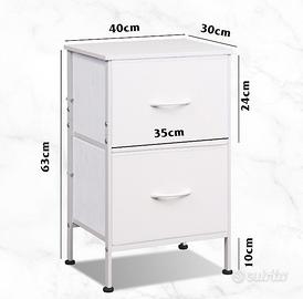 Cassettiera comodino metallo e 2 cassetti tessuto