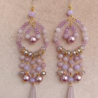 orecchini chandelier lilla artigianali 