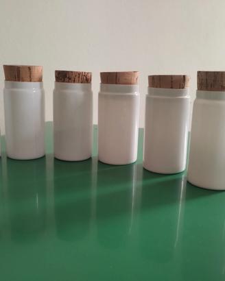 Set 6 barattoli portaspezie vetro opalino - anni50