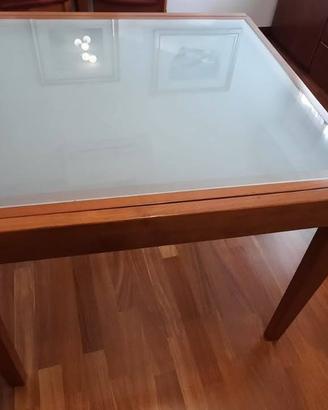 Tavolo allungabile legno massello con vetro