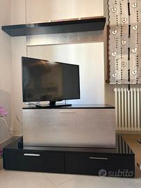 Soggiorno componibile colore nero e argento