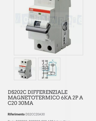 Abb differenziale magnetotermico ds202c c20a ac30