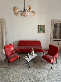 Set divano letto, poltrone e tavolino anni ‘50 ‘60