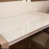 Tavolo in rovere/ vetro bianco allungabile