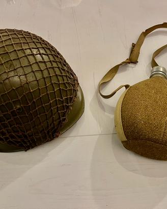 Elmetto italiano M33 post ww2 + borraccia italiana
