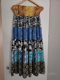 Gonna ampia fantasia floreale e paisley