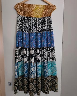 Gonna ampia fantasia floreale e paisley