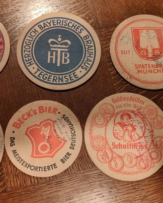 Lotto 7 sottobicchieri da birra vintage originali