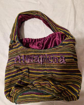 Borsa a spalla in velluto a righe  "Almaplena"
