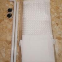 Bastone e tenda doccia angolare con ganci +mensola