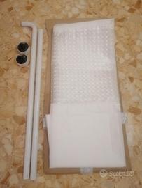 Bastone e tenda doccia angolare con ganci +mensola
