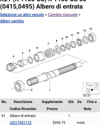 bmw 1100 1150 1200 albero entrata cambio frizione