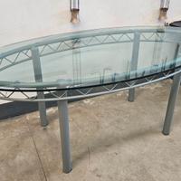 Tavolo in vetro e acciaio 2x1m