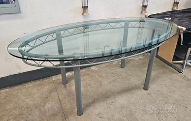 Tavolo in vetro e acciaio 2x1m