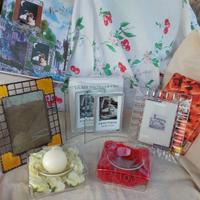 4 portaritratti/2bomboniere vetro e rose seta