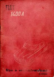 LIBRETTO USO E MANUTENZIONE ORIGINALE FIAT 1400 A 