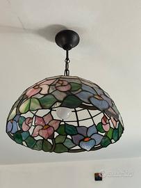 Lampadario stile Tiffany vintage in vetro