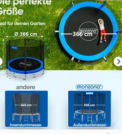 trampolino elastico diametro 366 nuovo ancora imba