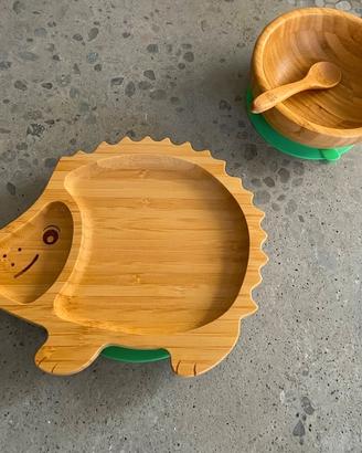 Set pappa bambino bamboo con ventosa antiscivolo